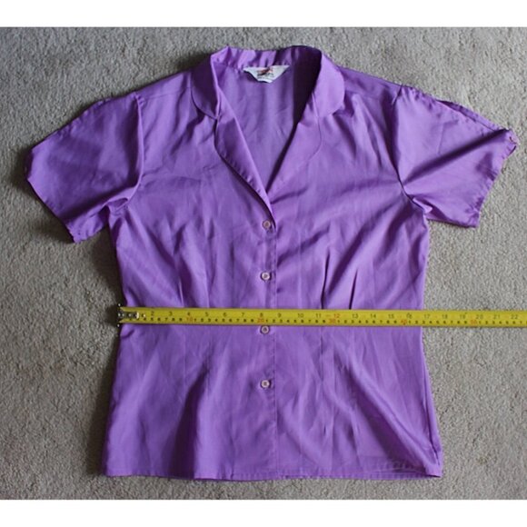 Vintage 1970s Casual Corner Button Front Blouse - Lavender - Med/Large - Picture 8 of 10